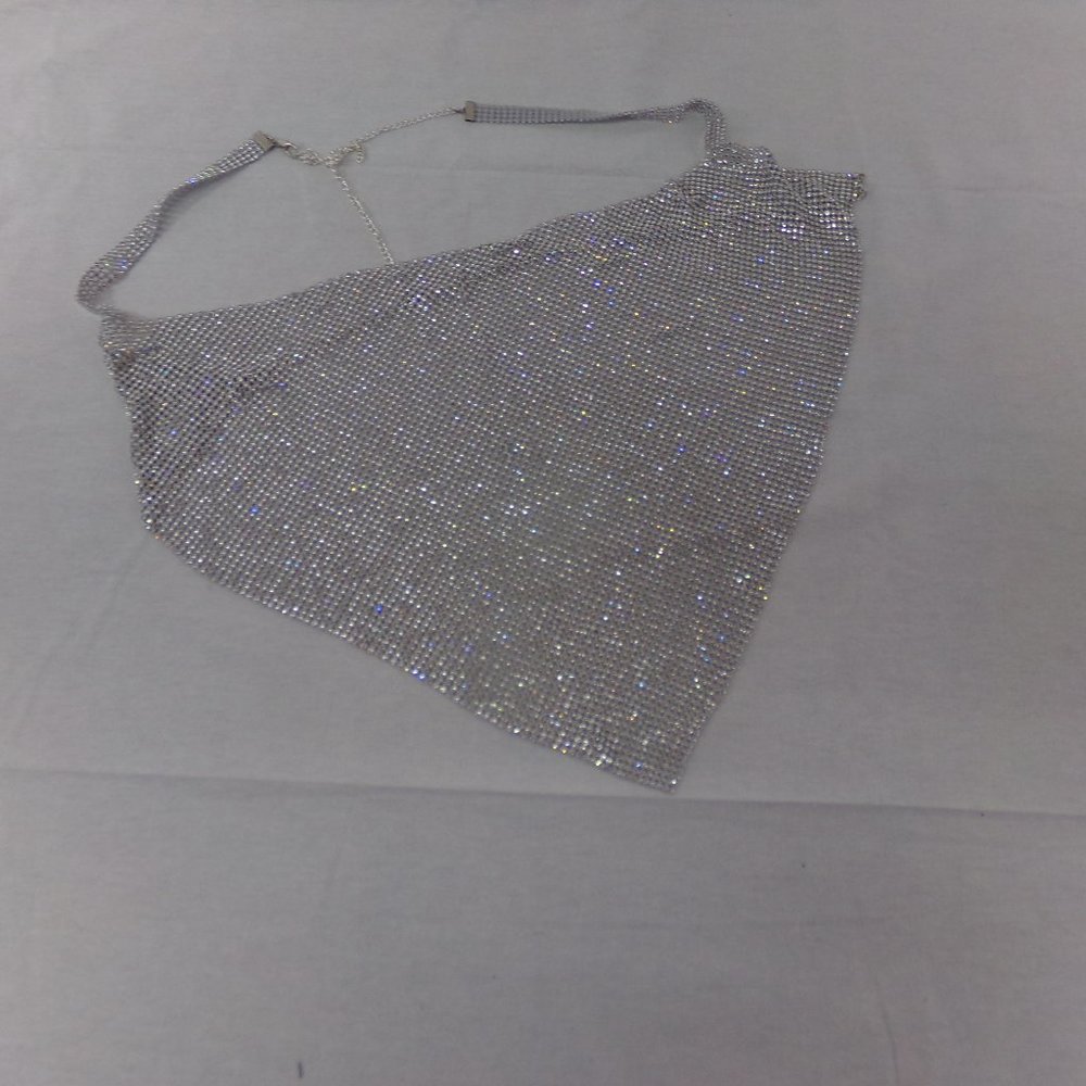 Shein Cowl Neck Rhinestone Bandana Halter Med.